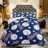 QOOMO 3D Baseballs Comforter Twin Size,Blue Baseball Kids Comforter Set,3Pcs