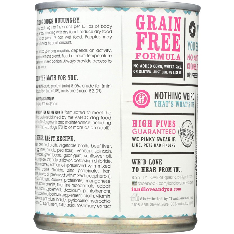 I Love You Dog Food Can Venison, 13 oz