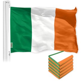 G128 5 Pack: Ireland Irish Flag | 2x3 Ft | LiteWeave Pro Series Printed 150D Polyester | Country Flag, Indoor/Outdoor, Vibrant Colors, Brass Grommets
