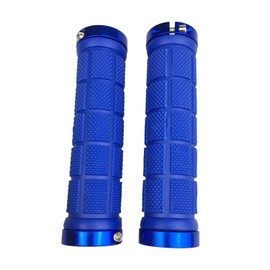 PLATT Bike Handlebar Grips Rubber Comfortable Bicycle Handle Grip for MTB/BMX with Plastic End Caps,Blue