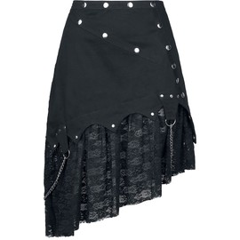 Gothicana by EMP Asymmetric Medium Length Skirt Black - xxl