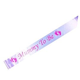 White Mummy To Be Sash: Baby Feet Clip Art: Pink Text: Lucida Calligraphy