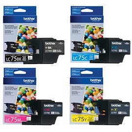 Brother LC-75 HY Ink Cartridge Color set BK/C/M/Y 4-Pack in Retail Packing