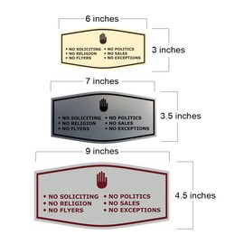 Fancy No Soliciting No Politics No Religion No Sales No Flyers No Exceptions Sign (Brushed Gold) - Small 1 Pack