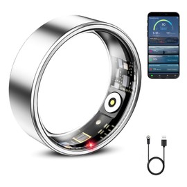 Smart Ring for Women & Men, Smart Ring Health Tracker, Blood Oxygen & Heart Rate Monitor Sleep Ring, Waterproof Fitness Ring, Long Lasting Battery Smart Rings (Silver, 11#)