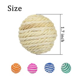 Andiker Cat Sisal Ball 5 Packs, 4.5CM Assorted Colored Sisal Balls for Cats to Scratch, Pat, Bite Or Chase, Interactive Cat Toys for Indoors Cats Random Color (sisal ball)