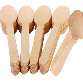 Disposable Wooden Spoons Recycling Wood Utensils Disposable Cutlery Spoon for Eating, Outdoor Camping, Party, Picnics, Weddings, Dinner Events(6.2", 100PCS)