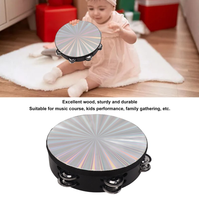 Tambourine Double Row Jingles Drum Metal Bell Handheld Drum Kids