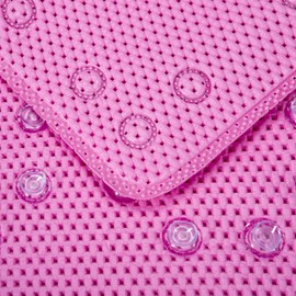 Bathtub Mat Non Slip 36” X 17” Pink Shower Mat Soft Foam Bath Mats for Bathroom Tub, Bathtub Mat with Drain Holes, Suction Cups, Shower Mat Non Slip