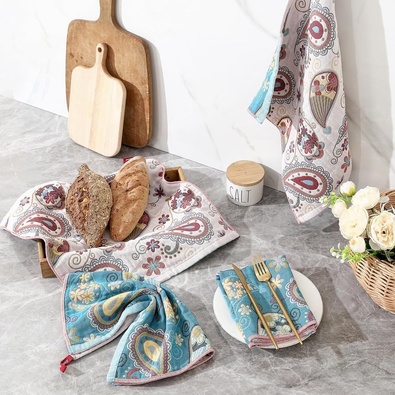 HOORDRY Kitchen Tea Towels with Hanging Loop, Super Absorbent Dish