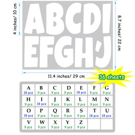 Bemeol Letter Stickers 378 Pcs Bulletin Board Letters for Classroom 4 Inch Alphabet Cutout Letters for Poster Board Display Home Classroom School Decor(White)