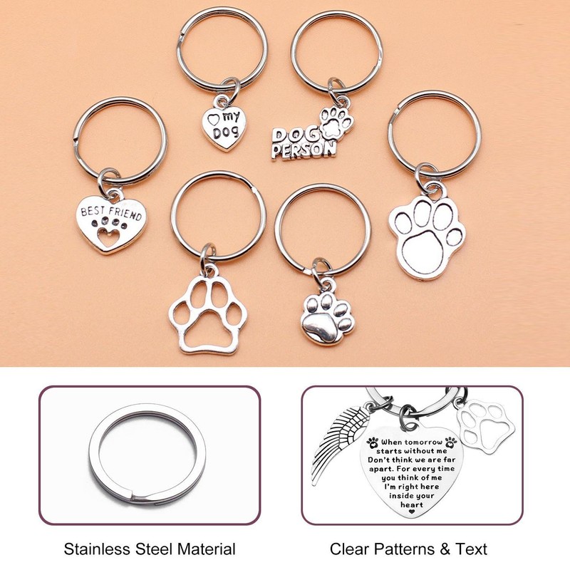 CQQNIU 7 Pieces Pet Commemorative Keychains, Heart-Shaped Keychains, Engraved Keychains,
