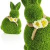 Com-Four® Decorative figures, green ceramic Easter figures, with moss like