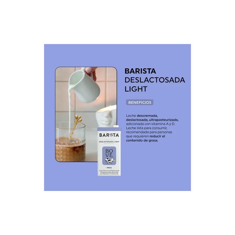 Leche Orgánica Deslactosada Light Barista Bové 1 L