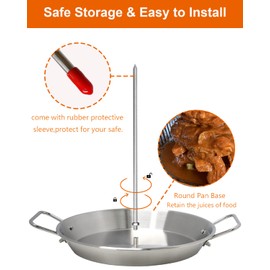 DOLAMOTY BBQ Vertical Skewer Pan Gyro Spit Shawarma Stand for oven, Al Pastor Skewer for Grill, El Pastor Hack for Tacos Al Pastor Chicken, Brazilian, Stainless Steel, with 8",10" stick