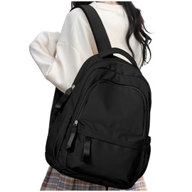 Women's School Girl Backpack, Casual Travel Daypack, 14 Inch Laptop Backpack for Teenage Girls, Waterproof College Backpack, Lightweight Book Bag, Men's School Bag, Work Bag, A2 black, Unit size