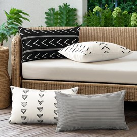 JOTOM Set of 4 Outdoor Cushion Covers, Decorative Waterproof Cushion Cover, Geometric Cushion Covers, Sofa Cushion, Decorative Cushion Cover for Garden, Living Room, Bedroom Decoration (30 x 50 cm