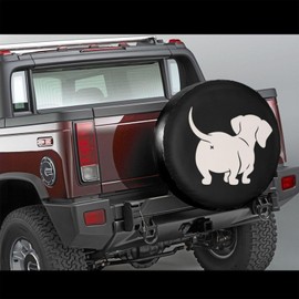 Cute Dachshund Sausage Dog Spare Tire Cover Universal Weatherproof Tire Wheel Covers UV Sun Protection Wheel Tire Protector Waterproof Tyre Covers for Trailer RV SUV Off-Road Vehicle Motorhome 17 Inch