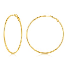 Big 14K Gold Hoop Earrings for Women 70mm Stainless Steel Hypoallergenic Large Hoops Earrings for Women, Birthday Mothers Day Jewelry Gifts Women