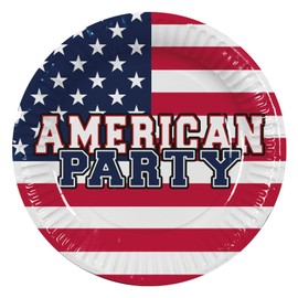 Boland 44973 - American Party Plates, Pack of 10, Size 23 cm, Environmentally Friendly Party Tableware, 100% Paper, Birthday, Theme Party