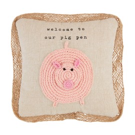 Mud Pie Pig Mini Crochet Farm Pillow