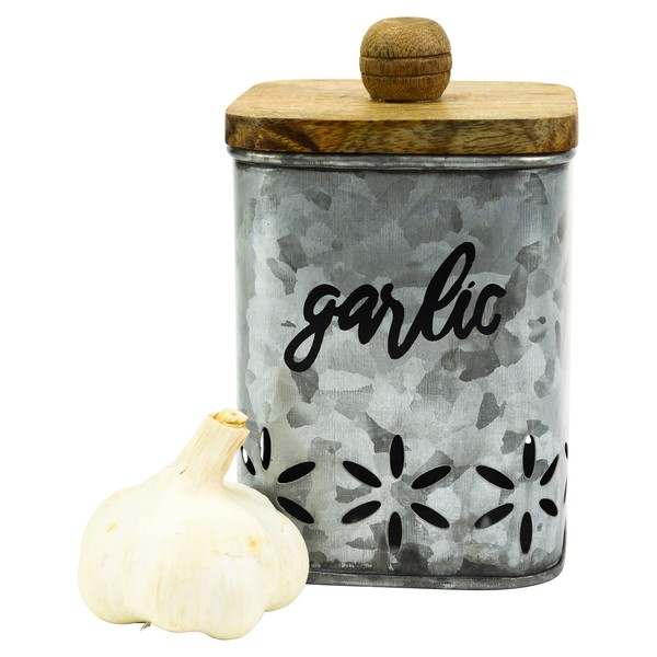 Boston Warehouse Galvanized Garlic Canister