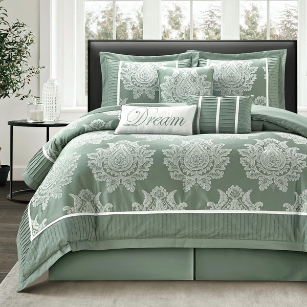 LANCO MODERN LIFESTYLE Sage Queen Comforter Set 7 Pieces, Jacquard