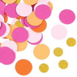 sourcing map 100Pcs Round Confetti Glitter Confetti Table Confetti Decor for Party Wedding Festival Decorations,1x1Inch,Fluorescent Pink, Light Pink, Orange, Fluorescent Orange, Gold