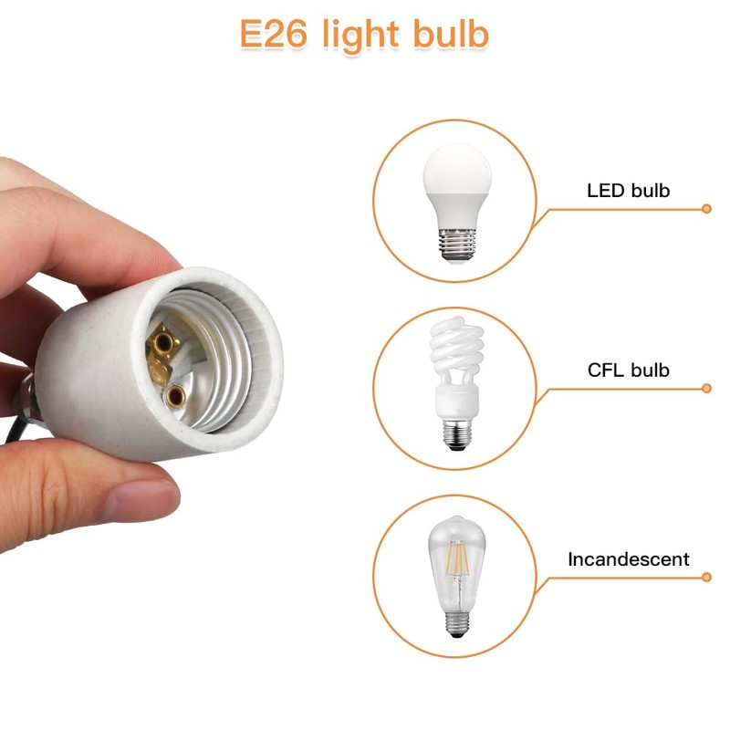 E26 E27 Ceramic Light Socket, Helunsi Medium Base Porcelain Lamp