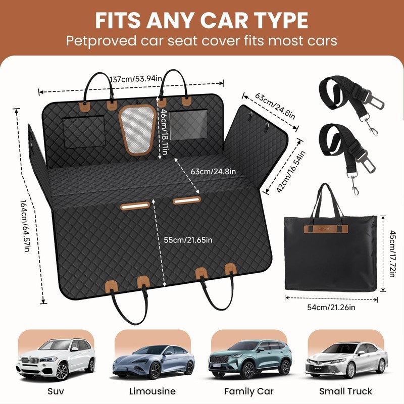A-Pce 600D Heavy Duty Dog Car Seat Cover for Back