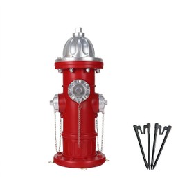 SHGYIBRISK Fire Hydrant for Dogs to Pee On: Dog Fire Hydrant Pee Post Outdoor - 17.5" Training Post Statue for Yard Garden (Red-Silver-Big)