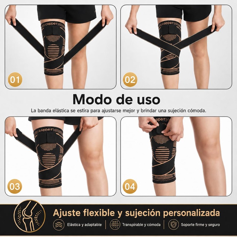 Rodilleras Gym 2 Piezas, Compresión Ajustable (Estilo A, Amarillo, L)