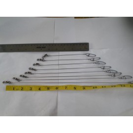 Unbranded 15 PCS. SOLID STAINLESS STEEL WIRE LEADER 10"/150 LBS TEST W/BALL BEARING SWIVEL