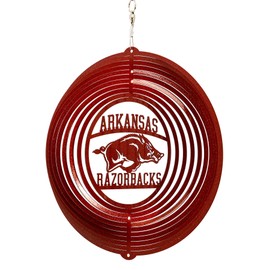 SWEN Products Arkansas Razorbacks Circle Swirly Metal Wind Spinner