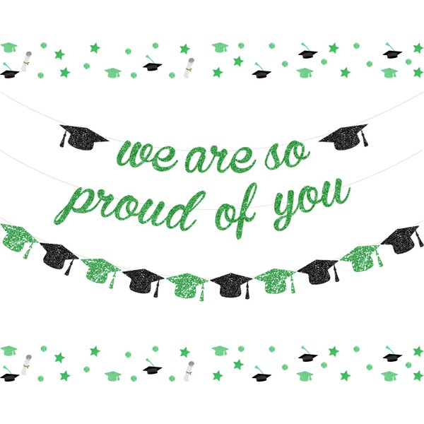 JOYMEMO Green Glitter We are So Proud of You Banner