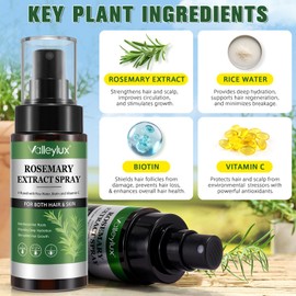 Rosemary Rice Water Hair Spray 4.0 fl oz | Hair & Skin Serum | Strengthen, Moisturize & Thicken Naturally | for Dry, Oily, Flaky, Thinning, Damaged Hair Types