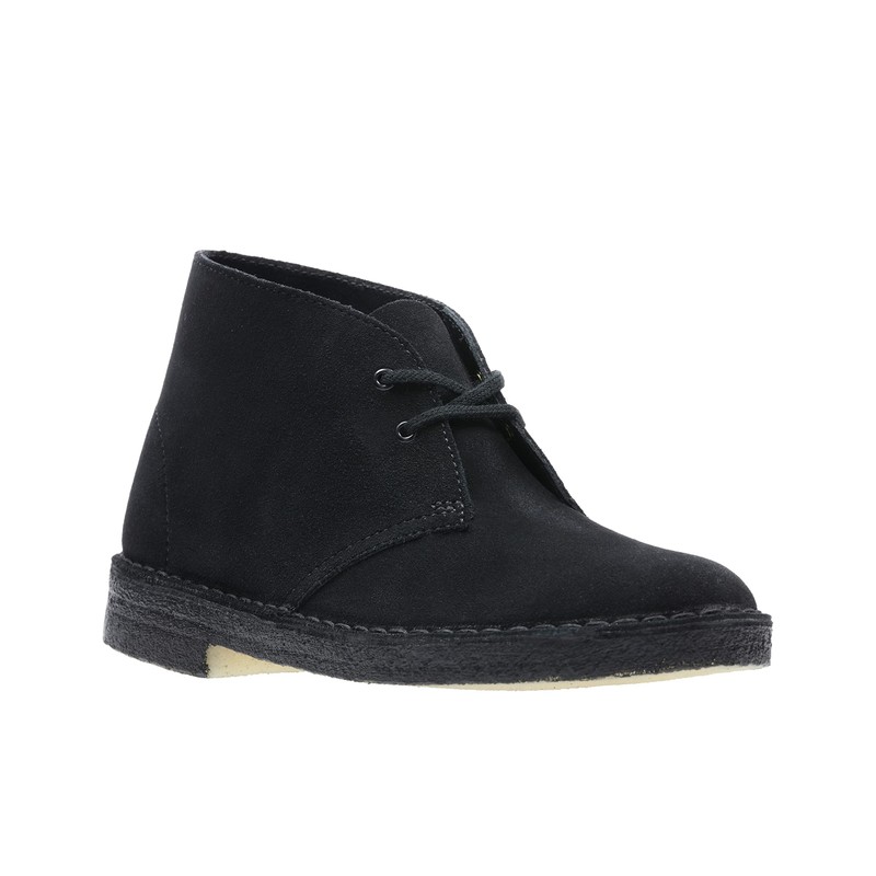 Clarks womens Desert Boot., Black Suede, 8.5