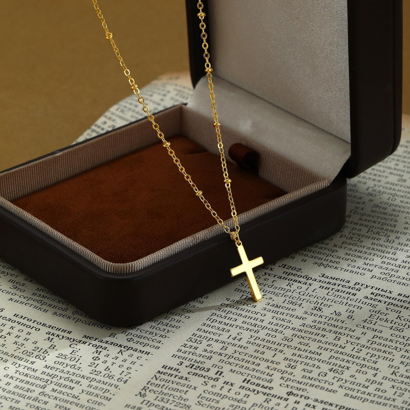 Gosfry Cross Necklace for Women 14k Gold Plated Dainty Crucifix