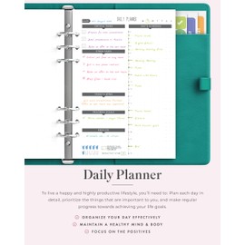 LUX PRO A5 - Daily Planner & appointment diary 2024 - Gratitude journal, wellness journal & Undated weekly planners and organisers - Desk journals for women & men - LUX Productivity (Turquoise Ocean)