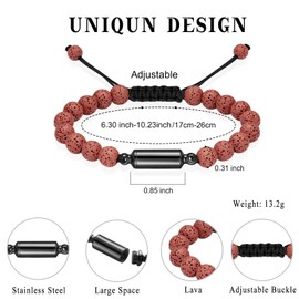 Minicremation Urn Bracelet for Ashes, Adjustable Rope, Memorial Urn Bangle for Men and Women, Handmade Pearl Locket, Stainless Steel, No Gemstone