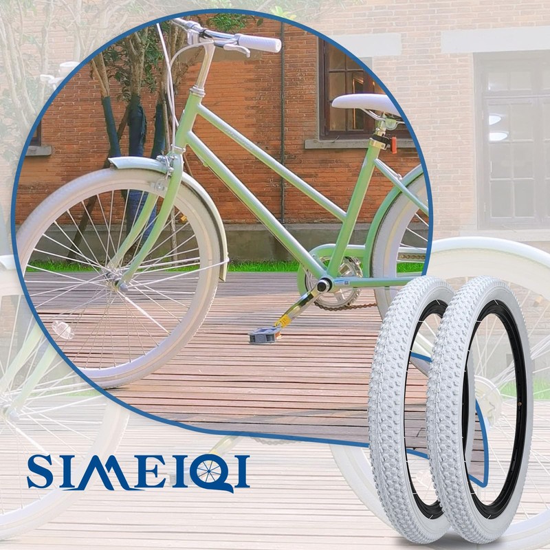 SIMEIQI Pair of 18"x2.125" Bike Tires White Wall for Replacement