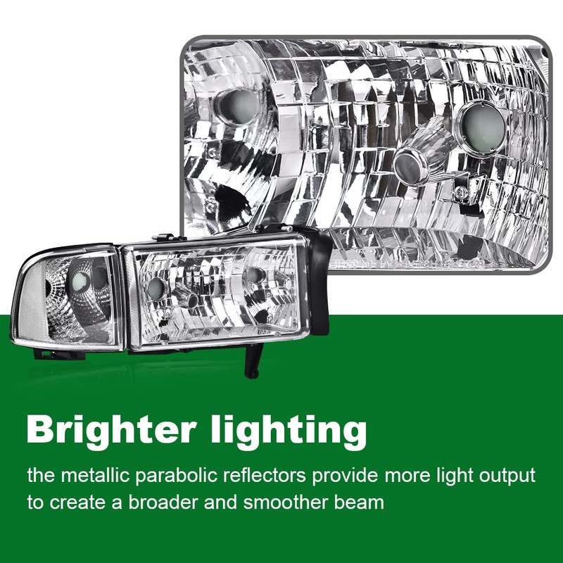 GRAND ORANGE Headlights Assembly, Compatible with Dodge Ram 1500 2500