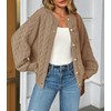 Saodimallsu Womens Cable Knit Cardigan Sweaters Button Up Crew Neck