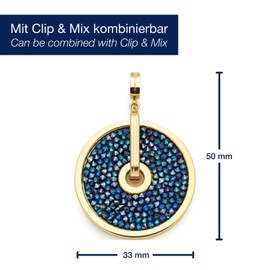 JEWELS BY LEONARDO Clip & Mix Blanca Pendant Necklace Pendant Gold-Coloured Stainless Steel Iridescent Glass Crystals in Dark Blue and Black, Jewellery Gift for Women, 024371, Stainless Steel, No