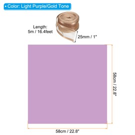 PATIKIL 20 Sheets Flower Wrapping Paper, Waterproof Flower Paper Wraps with Ribbon Floral Bouquet Supplies for DIY Crafts Packaging Bouquet, 22.8x22.8 Inch, Light Purple/Gold Tone