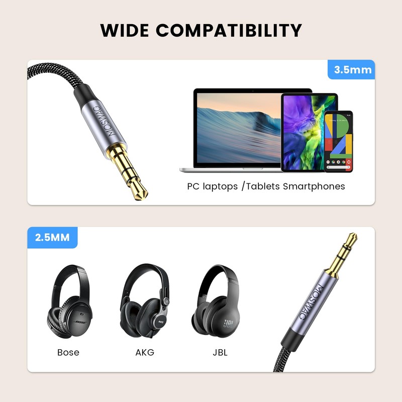 MOSWAG - Cable de audio estéreo macho de 2,5 mm