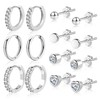 ALEXCRAFT Stud Earrings 925 Silver Earrings Set for Women Men