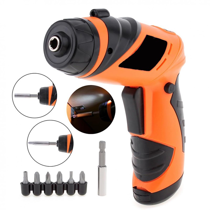 Electric Drill Screwdriver, 6V Portable Cordless Drill Set 8 in