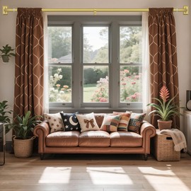 Hei!Dear 2 Pack Blackout Curtain Rods for Windows 48 to 84 Inch (4-7Ft),1'' Heavy Duty Adjustable Wrap Around Curtain Rods for Room Darkening, Modern Decorative Drapery Rod for Bedroom, Gold