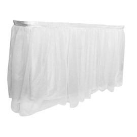Royal Imports Tulle Table Skirt, Tulling Tablecloth for Wedding, Birthday Party, Bridal, Baby Shower, Home Decoration Skirting - Rectangle, 9 ft White